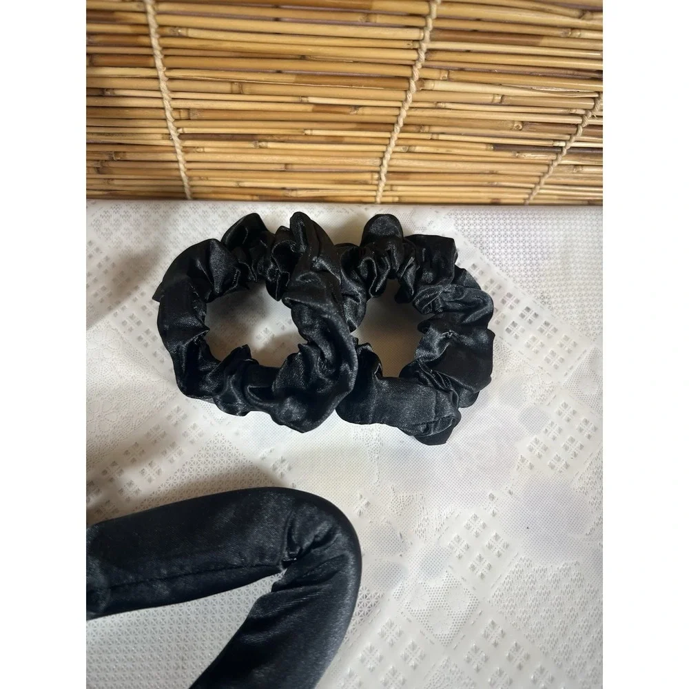 Heatless Black Satin Overnight Curls 4-‎ piece Headband Ribbon Hair Curls Black